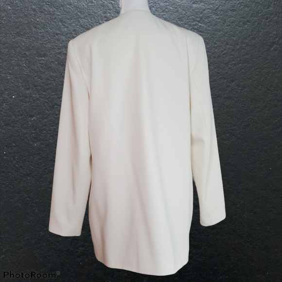 KATHERINE BARCLAY Long Coat White Blazer Zip - Picture 6 of 12